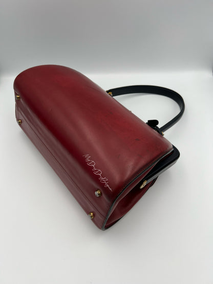 Vintage Delvaux top handle burgundy doctor bag 1962