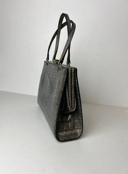 Delvaux 1966 vintage top handle baby crocodile