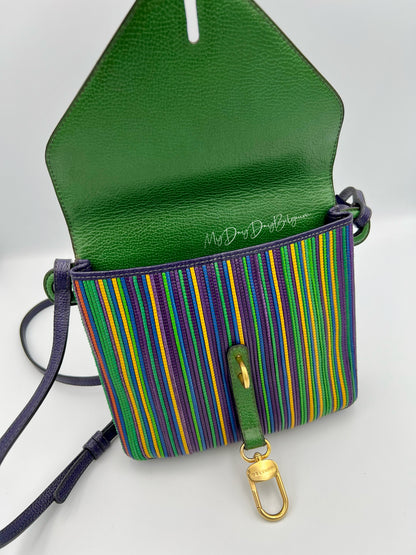 Delvaux Grêlon vintage Crossbody / Shoulder Bag from 1999 in green toile de cuir leather