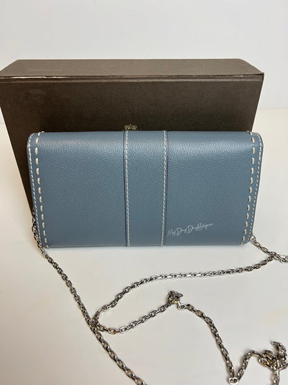 Delvaux Brillant Wallet on Chain Crossbody / Shoulder Bag Blue Pacifique 2022
