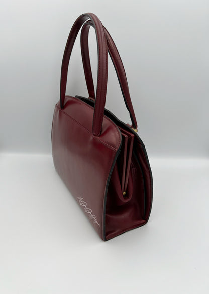 Delvaux Vintage Top Handle Bag burgundy box calf 1967