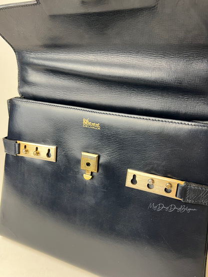 Delvaux Tempête MM Top Handle Navy Blue 1970's