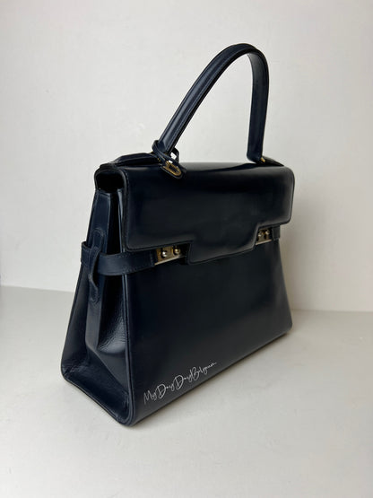 Delvaux Tempête MM Top Handle Navy Blue 1970's