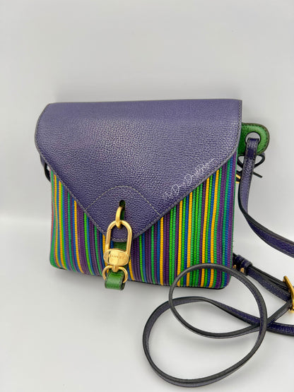 Delvaux Grêlon vintage Crossbody / Shoulder Bag from 1999 in green toile de cuir leather