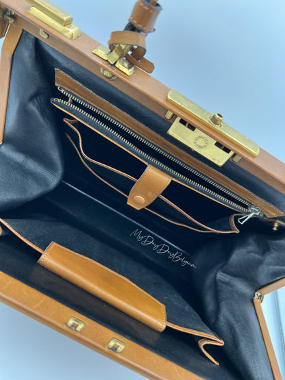 Vintage Delvaux Mon Grand Bonheur 1959 cognac brown box calf