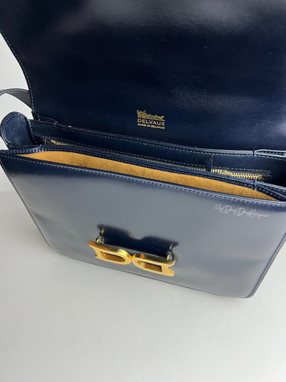Delvaux Bourgogne Crossbody / Shoulder Bag Navy Blue 1976