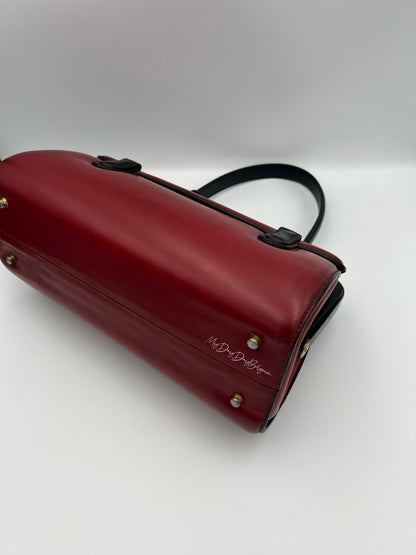 Vintage Delvaux top handle burgundy doctor bag 1962