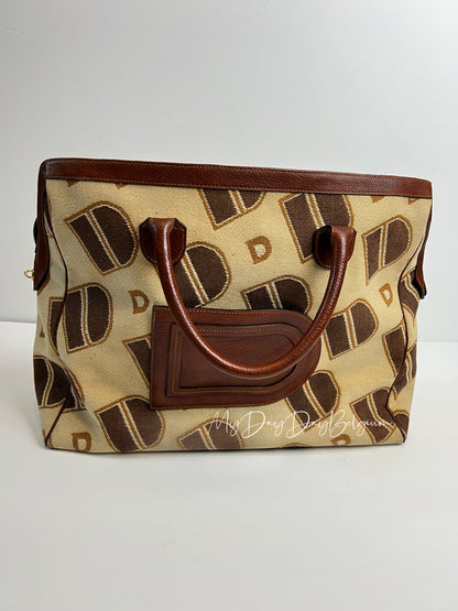 Delvaux Vintage Top Handle Travel Bag Brown / Beige 1973