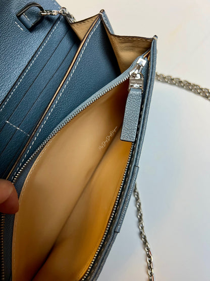 Delvaux Brillant Wallet on Chain Crossbody / Shoulder Bag Blue Pacifique 2022