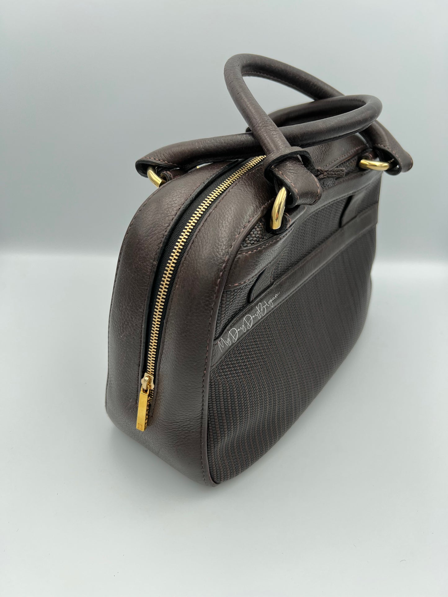 Delvaux Parole top handle bag in brown toile de cuir 1990's