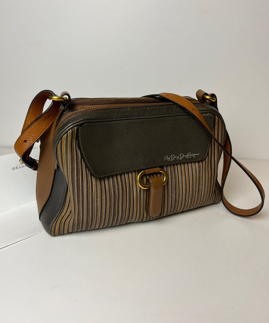 Delvaux vintage cross shoulder bag in toile de cuir 90s