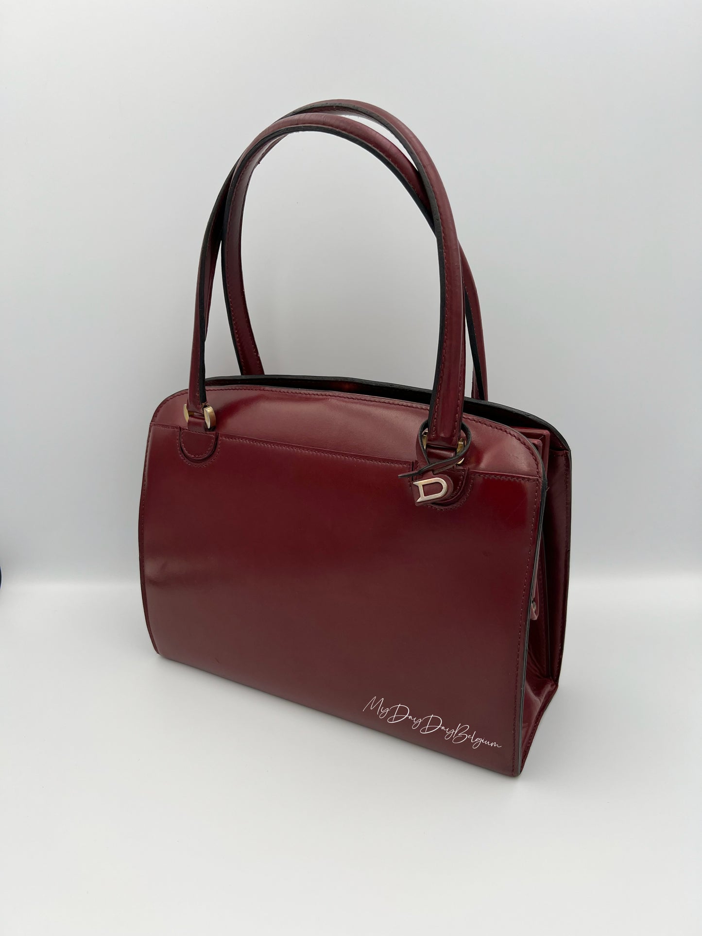Delvaux Vintage Top Handle Bag burgundy box calf 1967