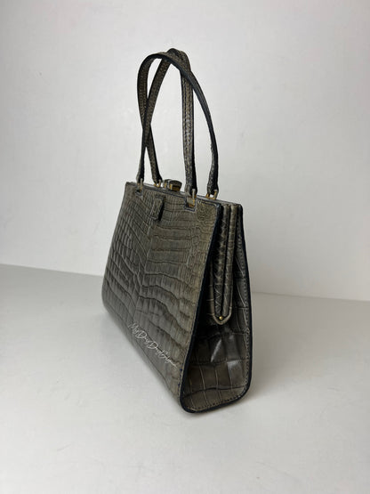 Delvaux 1966 vintage top handle baby crocodile