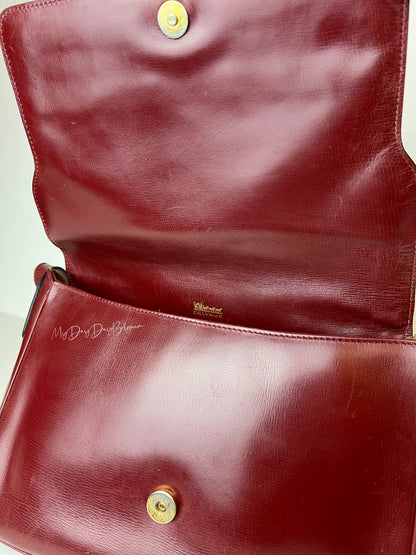 Delvaux Vintage Crossbody / Shoulder Bag Burgundy Red 1980's