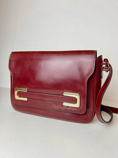 Delvaux Vintage Crossbody / Shoulder Bag Burgundy Red 1980's