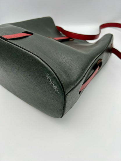 Vintage Delvaux work and bucket bag 1993 in dual colour green and red