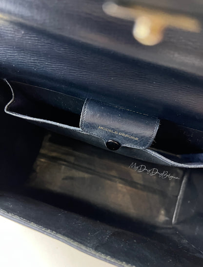 Delvaux Tempête MM Top Handle Navy Blue 1970's
