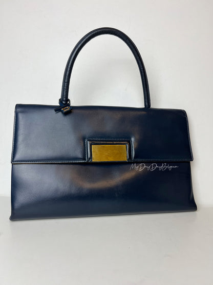 Delvaux Vintage Top Handle Navy Blue 1958
