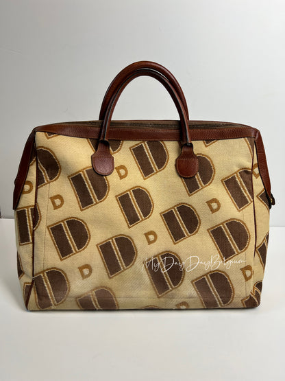 Delvaux Vintage Top Handle Travel Bag Brown / Beige 1973