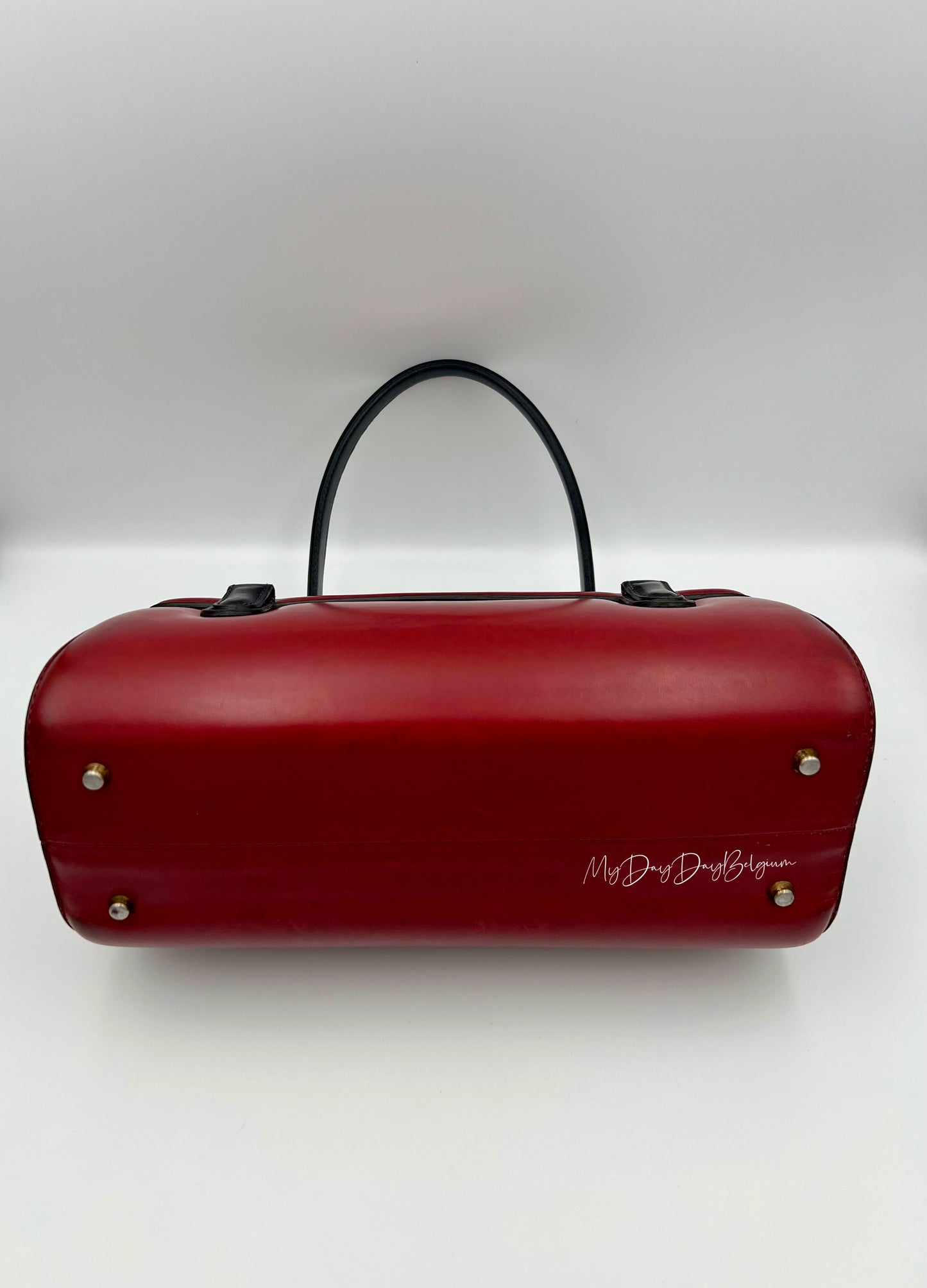 Vintage Delvaux top handle burgundy doctor bag 1962
