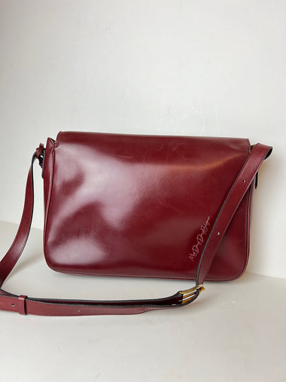 Delvaux Vintage Crossbody / Shoulder Bag Burgundy Red 1980's