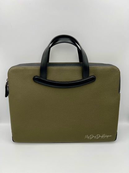Delvaux bowler porte document - khaki black taurillon leather 2019