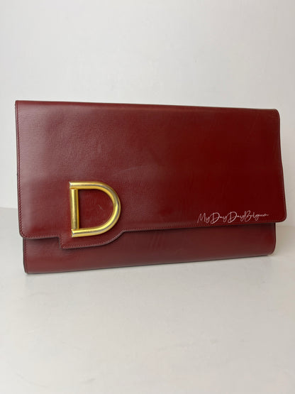 Delvaux Vintage Pochette Burgundy Red 1970's