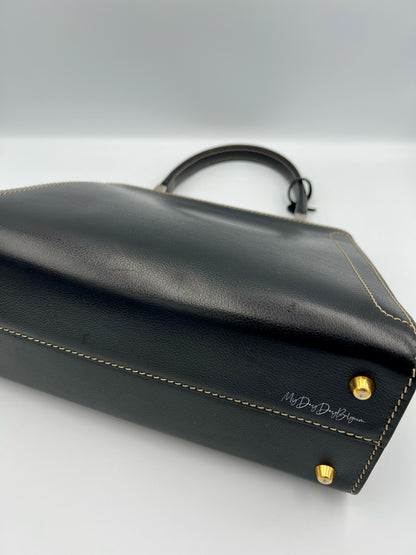 Vintage Delvaux Classico black surpiqué top handle 1999