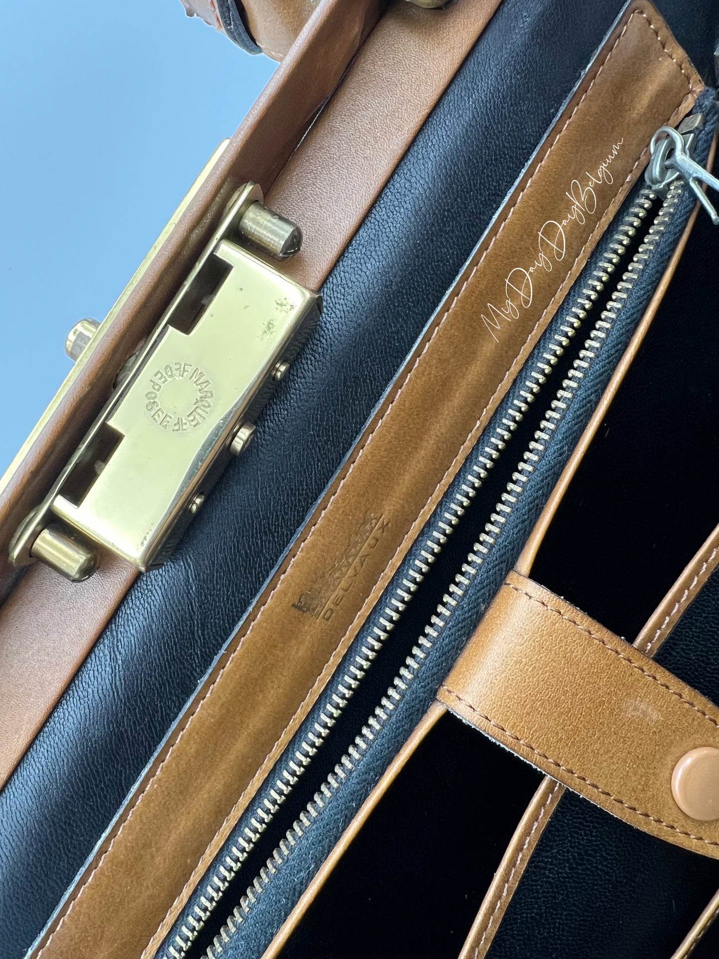 Vintage Delvaux Mon Grand Bonheur 1959 cognac brown box calf