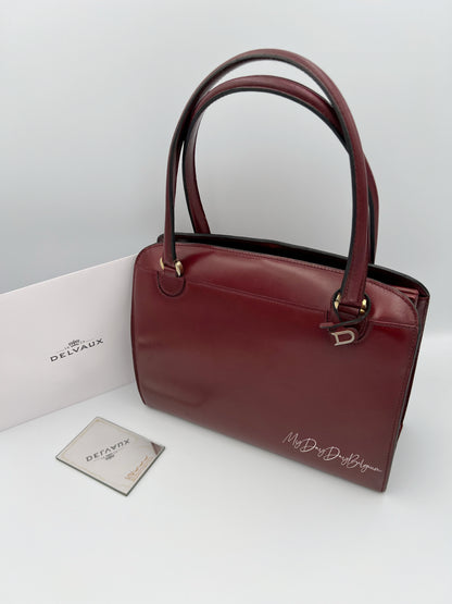 Delvaux Vintage Top Handle Bag burgundy box calf 1967