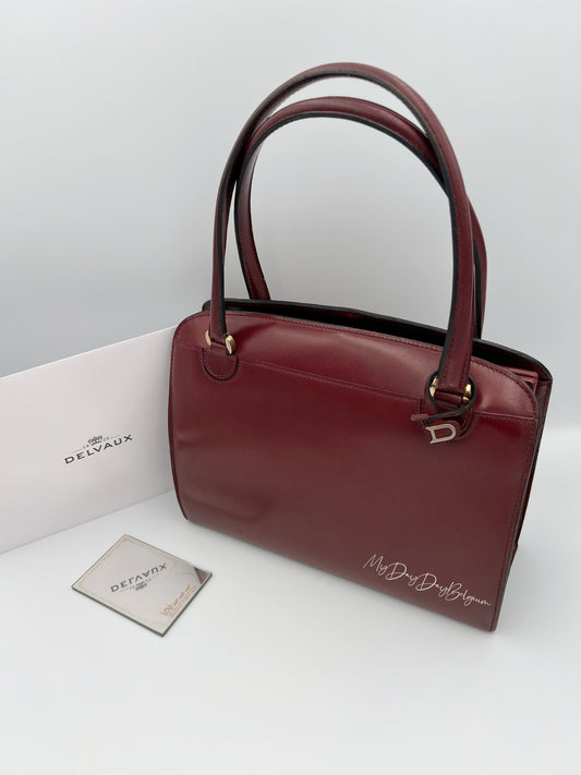 Delvaux Vintage Top Handle Bag burgundy box calf 1967
