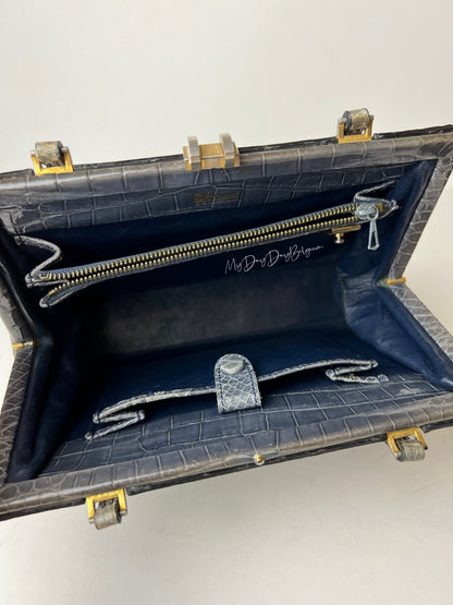 Delvaux 1966 vintage top handle baby crocodile