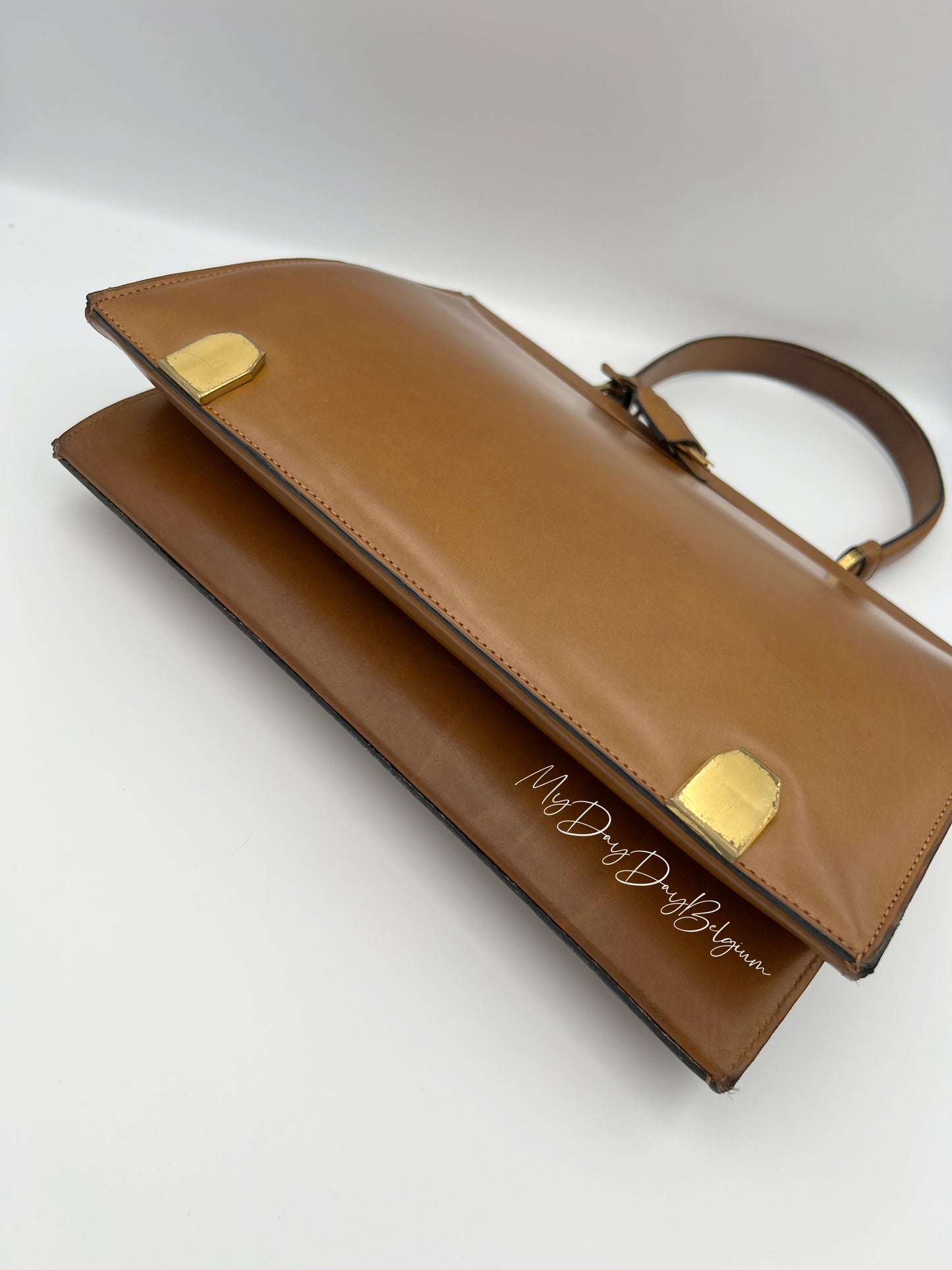 Vintage Delvaux Mon Grand Bonheur 1959 cognac brown box calf