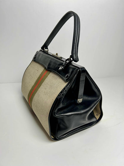 Delvaux Vintage Top Handle Black / White 1961