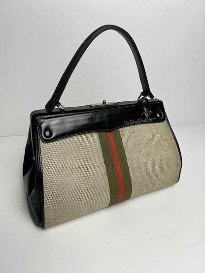 Delvaux Vintage Top Handle Black / White 1961