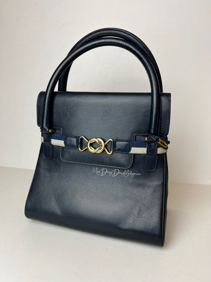 Delvaux Vintage Top Handle Navy Blue 1969