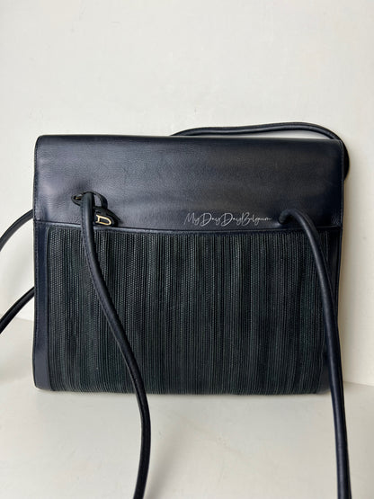 Delvaux Vintage Crossbody / Shoulder Bag Black Grey 1990's