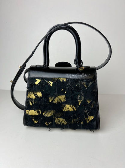Delvaux Brillant Plumes Top Handle Black / Gold 2013