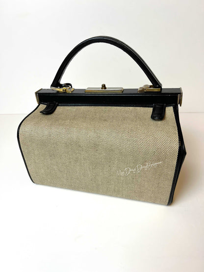 Delvaux Vintage "Doctor Bag" Top Handle Black 1962