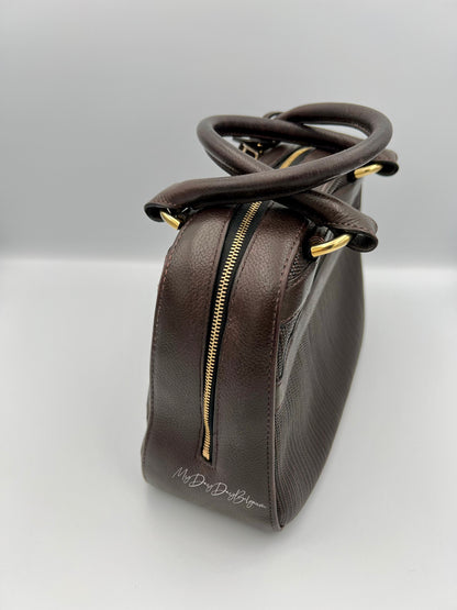 Delvaux Parole top handle bag in brown toile de cuir 1990's