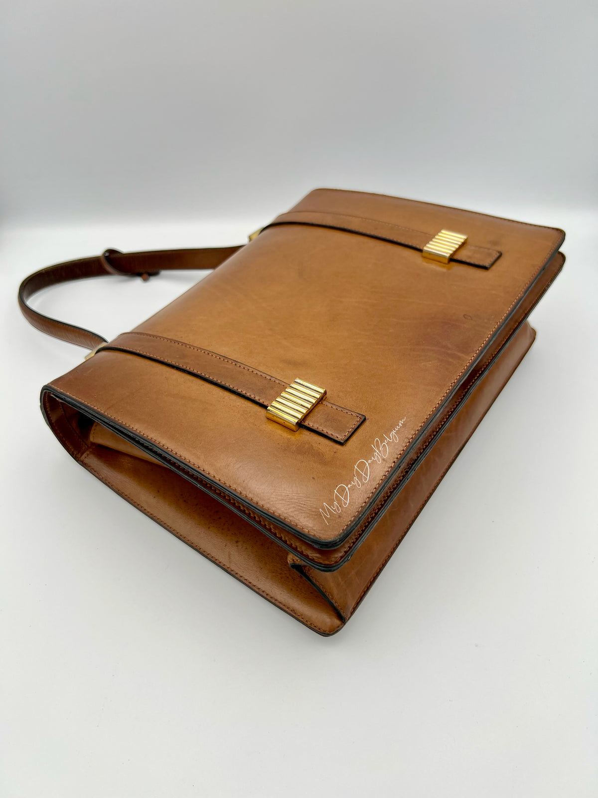 Delvaux vintage top handle brown box calf 1959