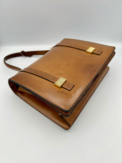 Delvaux vintage top handle brown box calf 1959