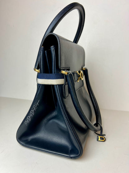 Delvaux Vintage Top Handle Navy Blue 1969