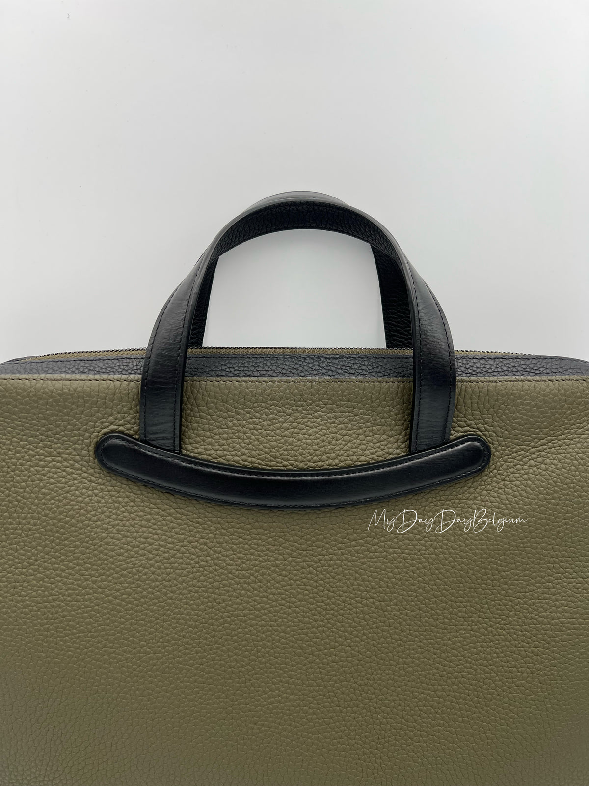Delvaux bowler porte document - khaki black taurillon leather 2019