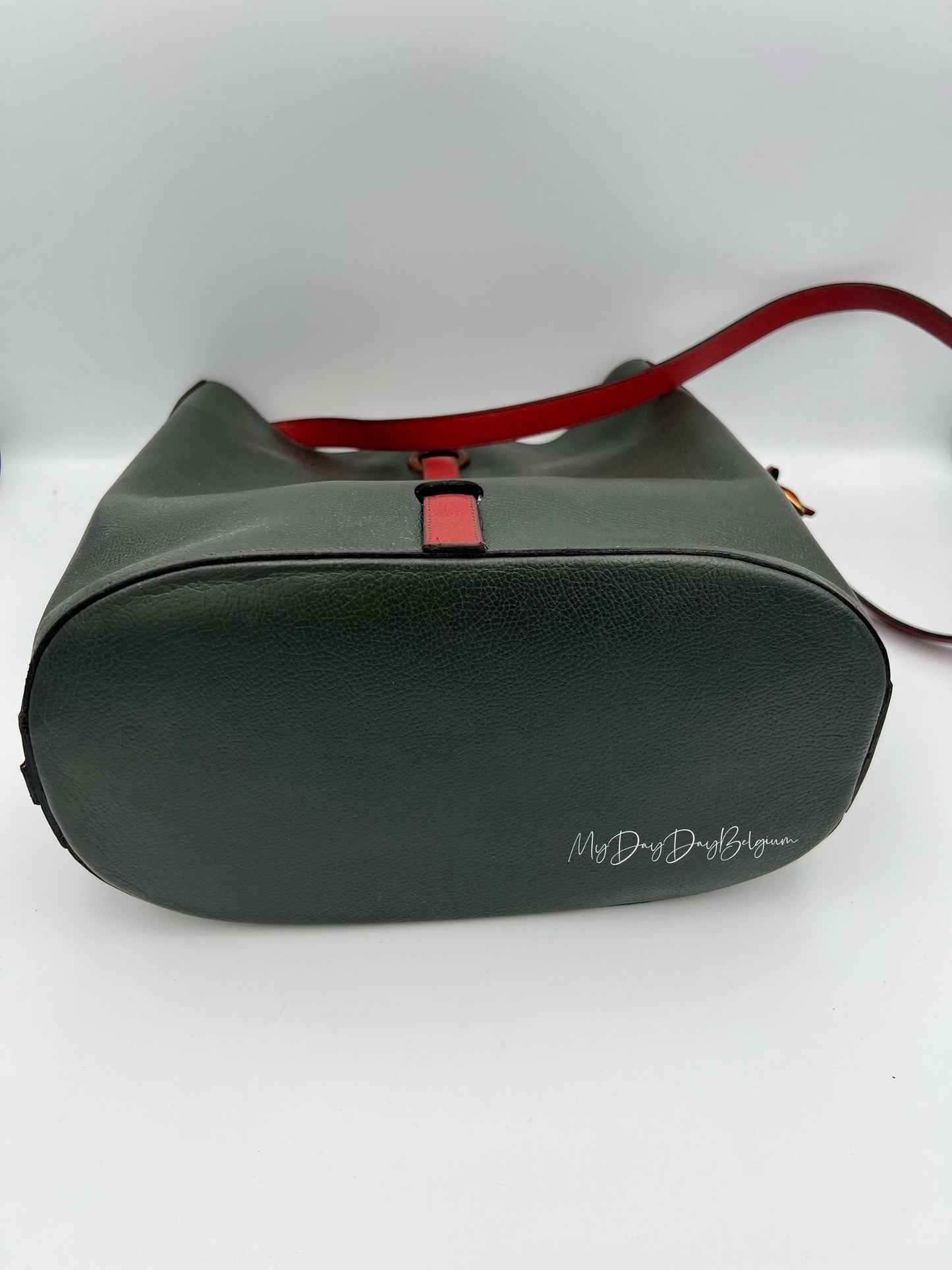Vintage Delvaux work and bucket bag 1993 in dual colour green and red