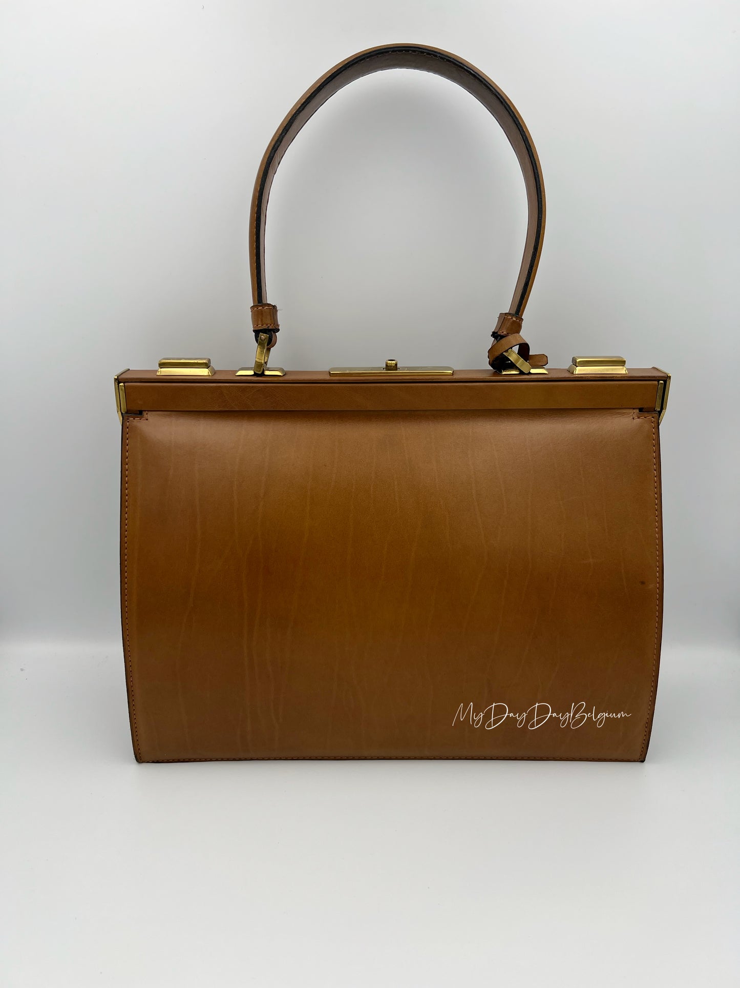 Vintage Delvaux Mon Grand Bonheur 1959 cognac brown box calf