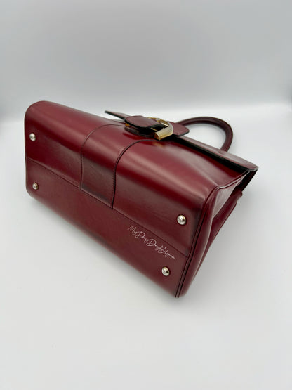 Vintage Delvaux Brillant 1970s box calf leather Bordeaux