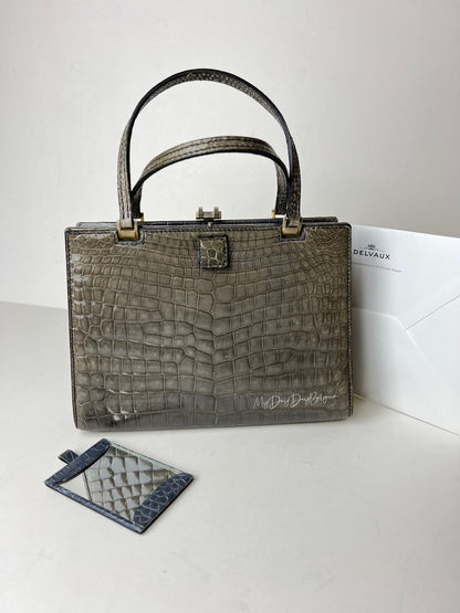Delvaux 1966 vintage top handle baby crocodile
