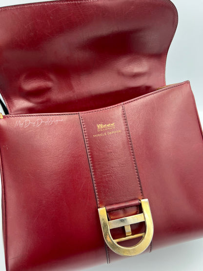 Vintage Delvaux Brillant 1970s box calf leather Bordeaux
