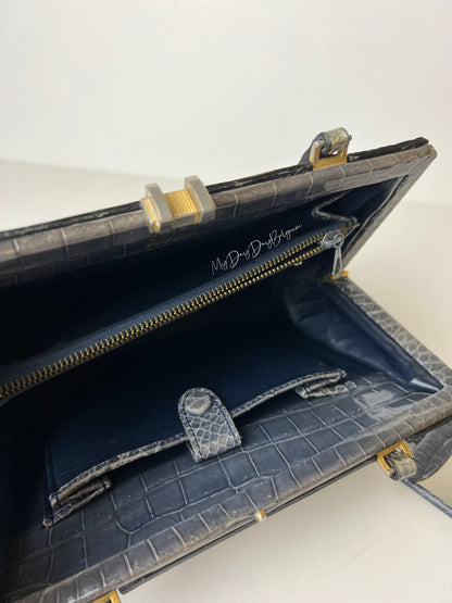 Delvaux 1966 vintage top handle baby crocodile